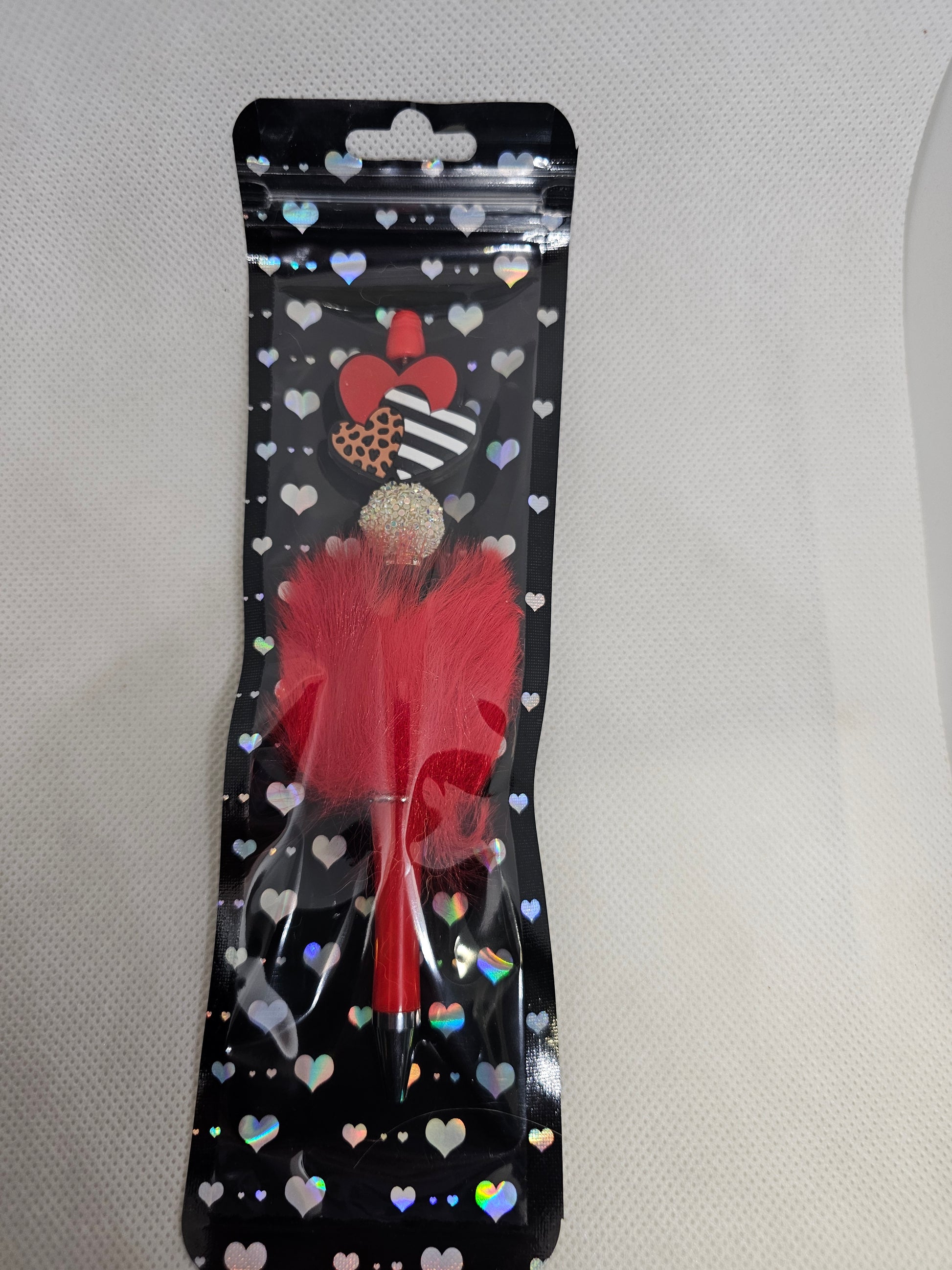 Red Pom Heart Pen - TJ's Crafting Corner